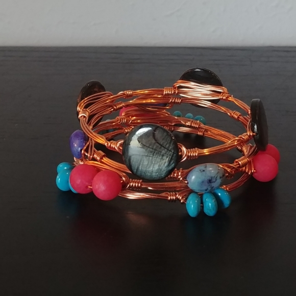 Set of 4 Wire Wrapped Bangle Bracelets - Picture 1 of 3